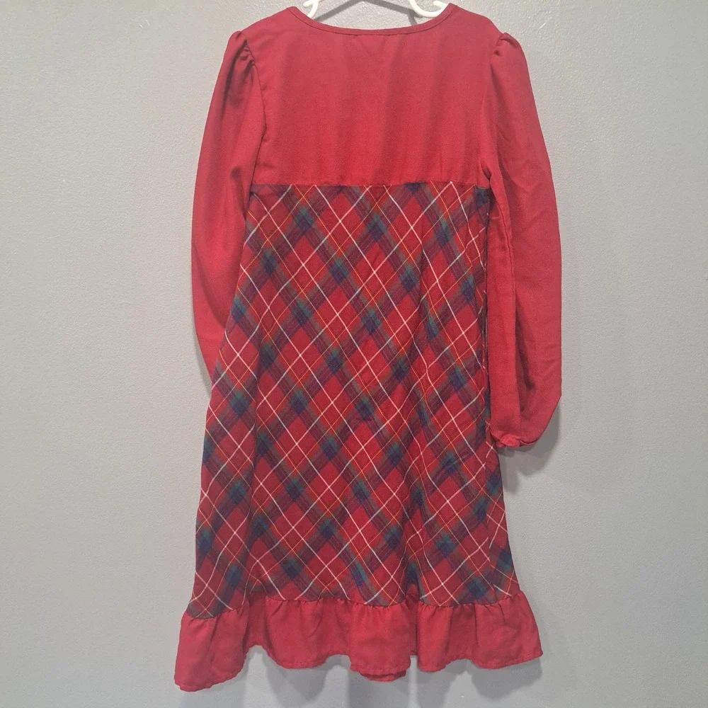 Disney Store Girls Red Plaid‎ Mickey Minnie Christmas Nightgown 7/8 Holiday Cozy